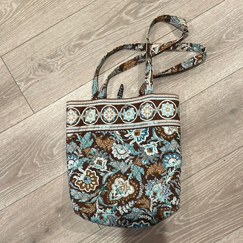 Vera Bradley Brown and Blue Quilted Tote Bag